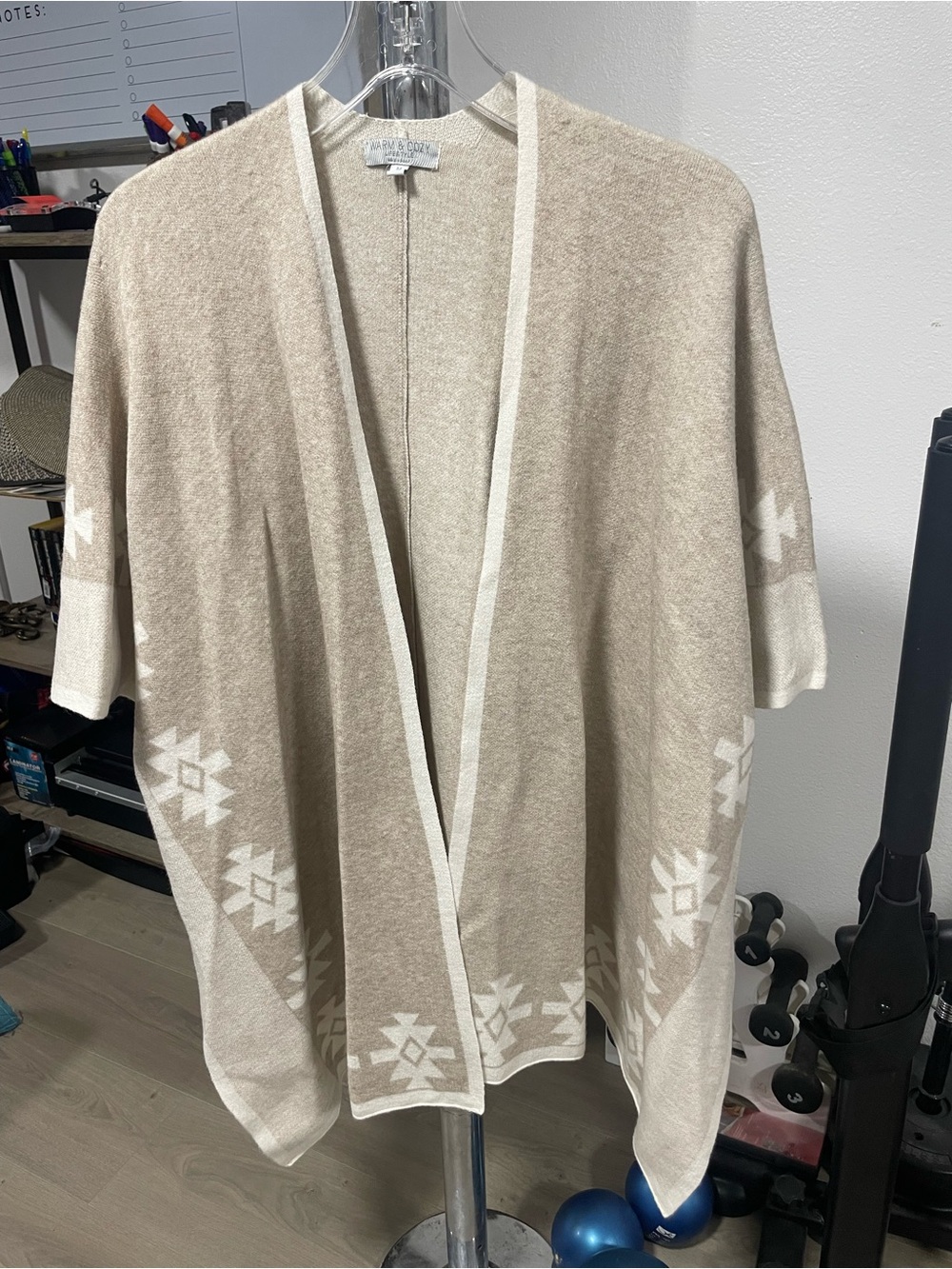 open-front Southwestern knit poncho by Warm & Cozy Lifestyle by Poof